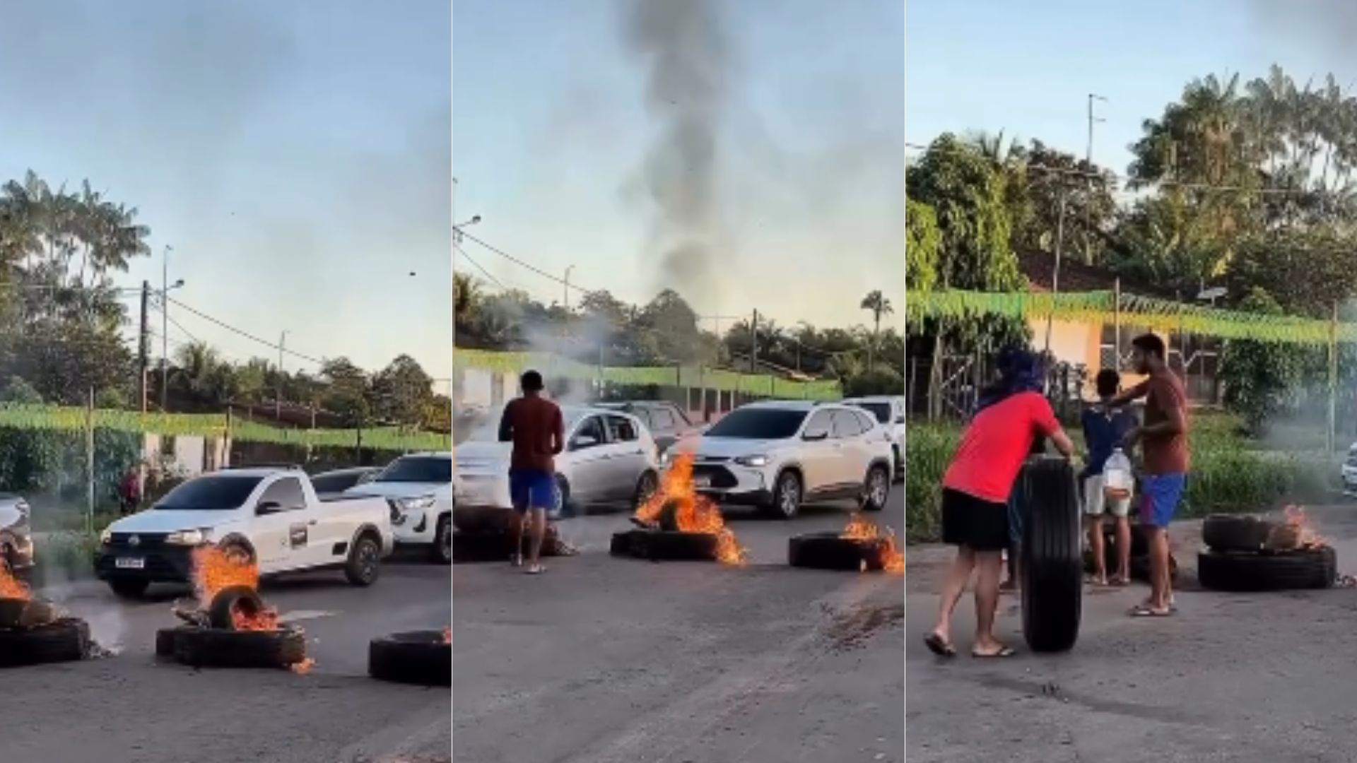 Protesto interdita trecho da BR-135, em Bacabeira, por más condições da pista