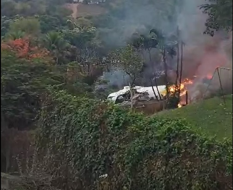 Imagem mostra local da queda de avião em Vinhedo — Foto: Arquivo pessoal