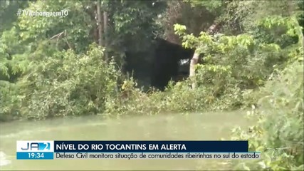 Aumento no nível gera alerta para quem mora às margens do Rio Tocantins