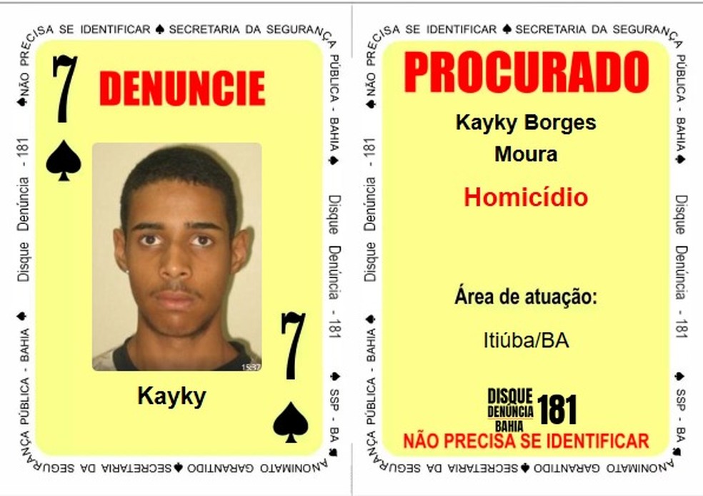 Kayky Borges Moura é procurado por dois mandados de prisão relacionados a homicídios — Foto: SSP