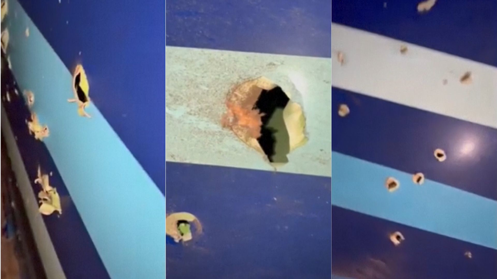 Novas imagens mostram buracos na fuselagem de avião da Embraer que caiu no Cazaquistão em 25 de dezembro de 2024. — Foto: Reprodução/Lada.kz via AP