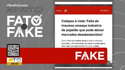 Falsa reportagem atribuída ao g1 é desmentida no Fato ou Fake