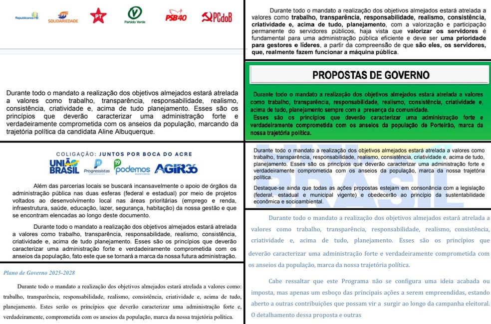 Frase repetida em dezenas de planos de governo — Foto: Reprodução