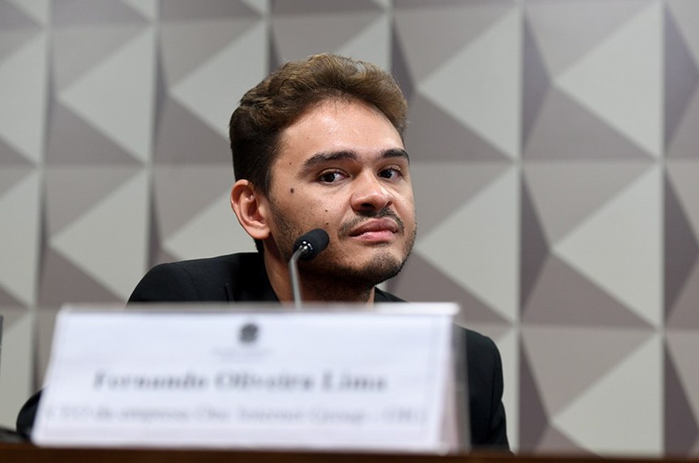 Na CPI das Bets, Fernando Oliveira Lima, o Fernandin OIG, disse controlar uma holding de empresas de jogos on-line. � Foto: Edilson Rodrigues/Ag�ncia Senado