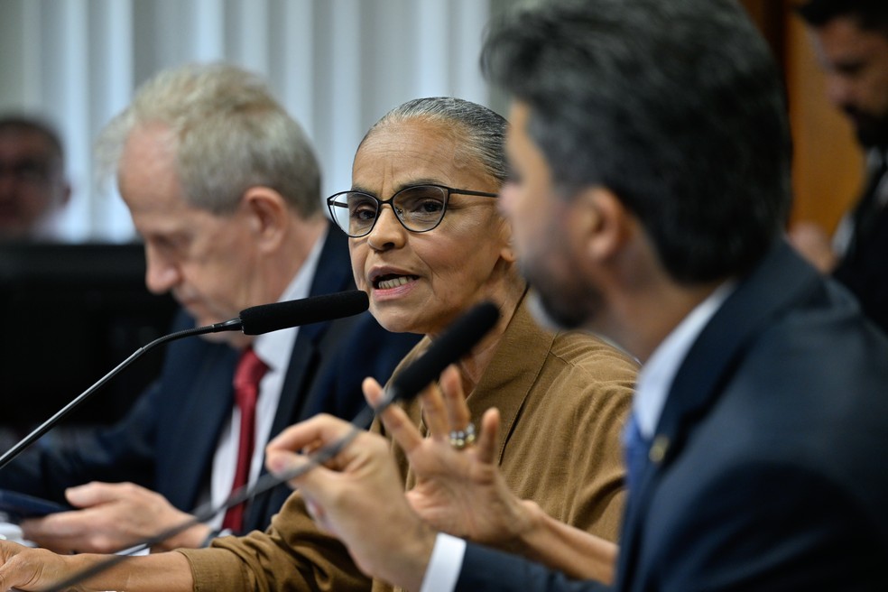 Ministra Marina Silva protagonizou discussão acalorada na Comissão de Infraestrutura do Senado — Foto: Geraldo Magela/Agência Senado