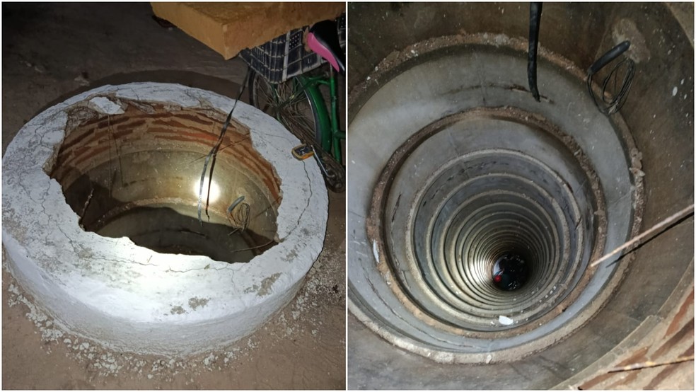 Homem de 55 anos foi resgatado pelos bombeiros após cair em cacimba de 20 metros de profundidade, em Tururu, no interior do Ceará. — Foto: Reprodução