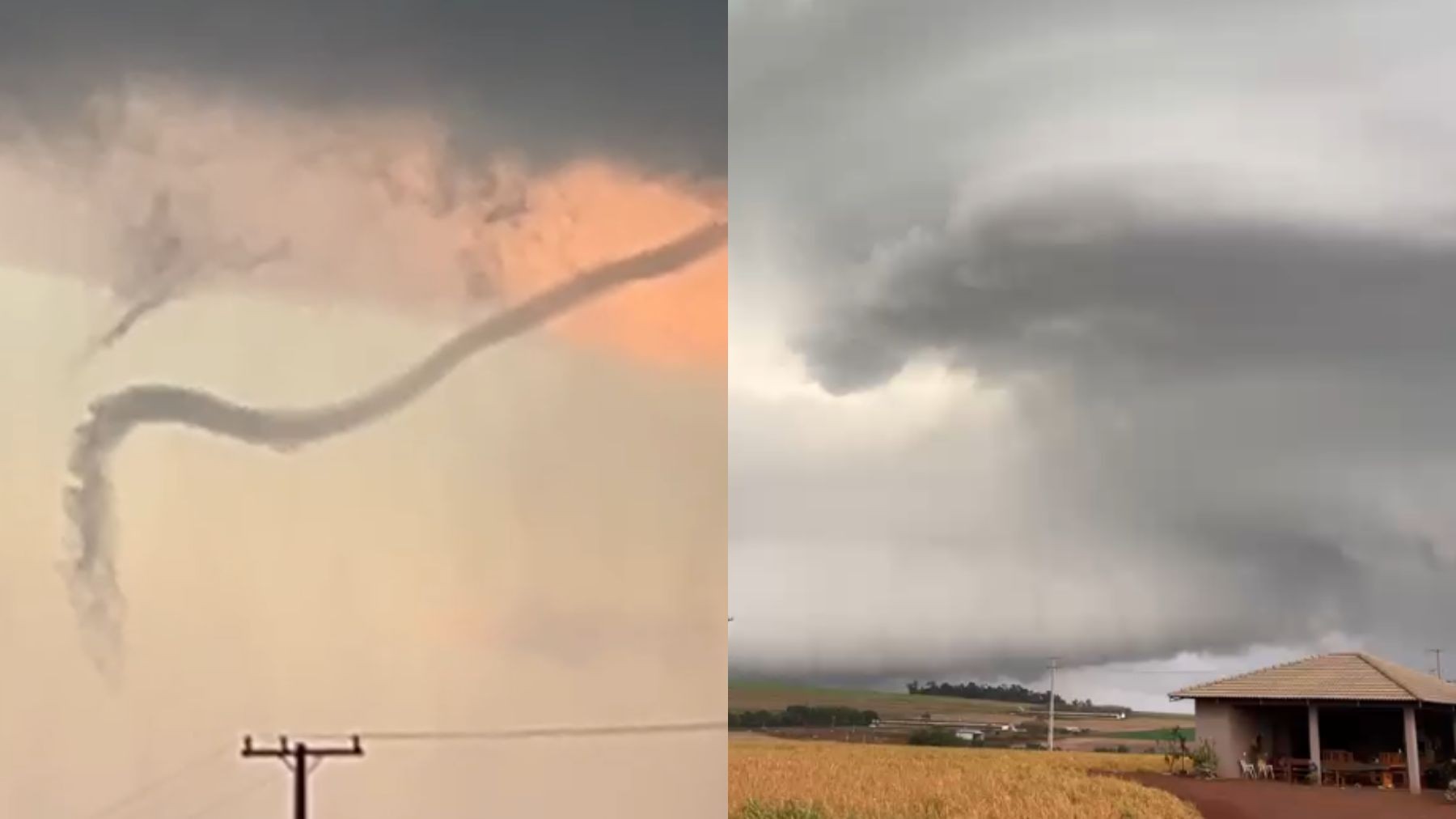 Vídeo: agricultor do Paraná flagra formação de supercélula, fenômeno com formato de funil que pode virar tornado