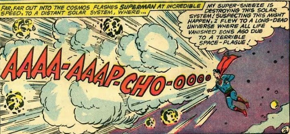 Superman espirra em edição 273 da revista 'Action Comics', de 1961 — Foto: Reprodução