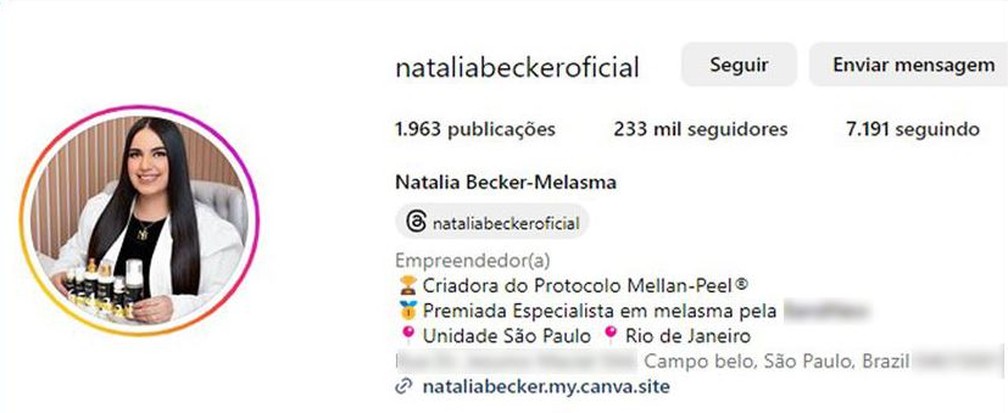 Instagram de Natália Becker — Foto: Reprodução/Instagram
