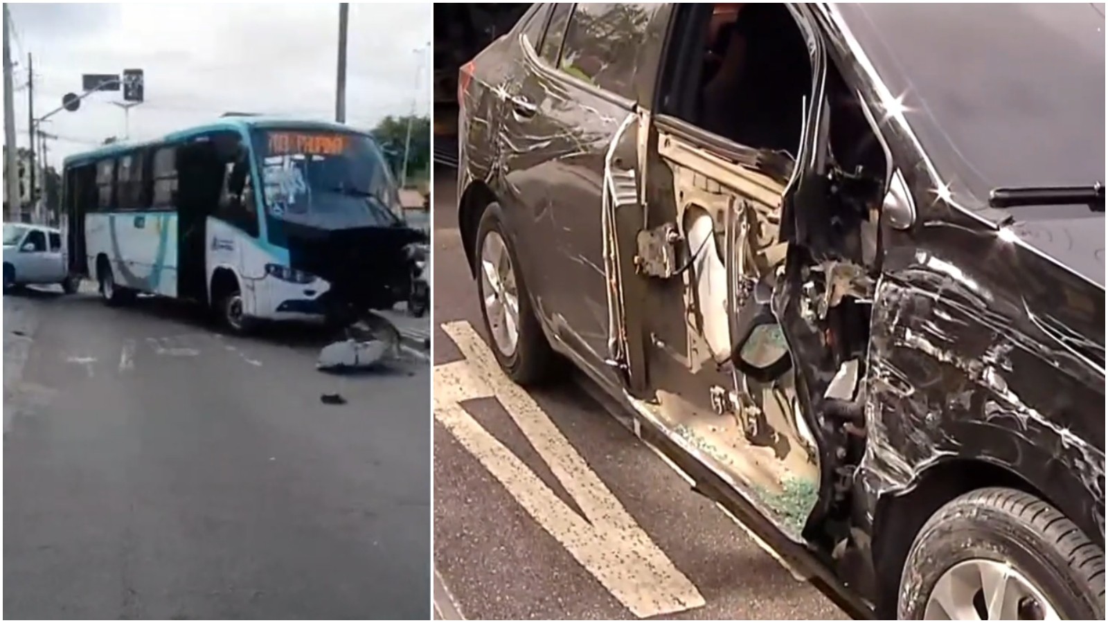 Acidente entre micro-ônibus e carro complica o trânsito na Av. 13 de Maio