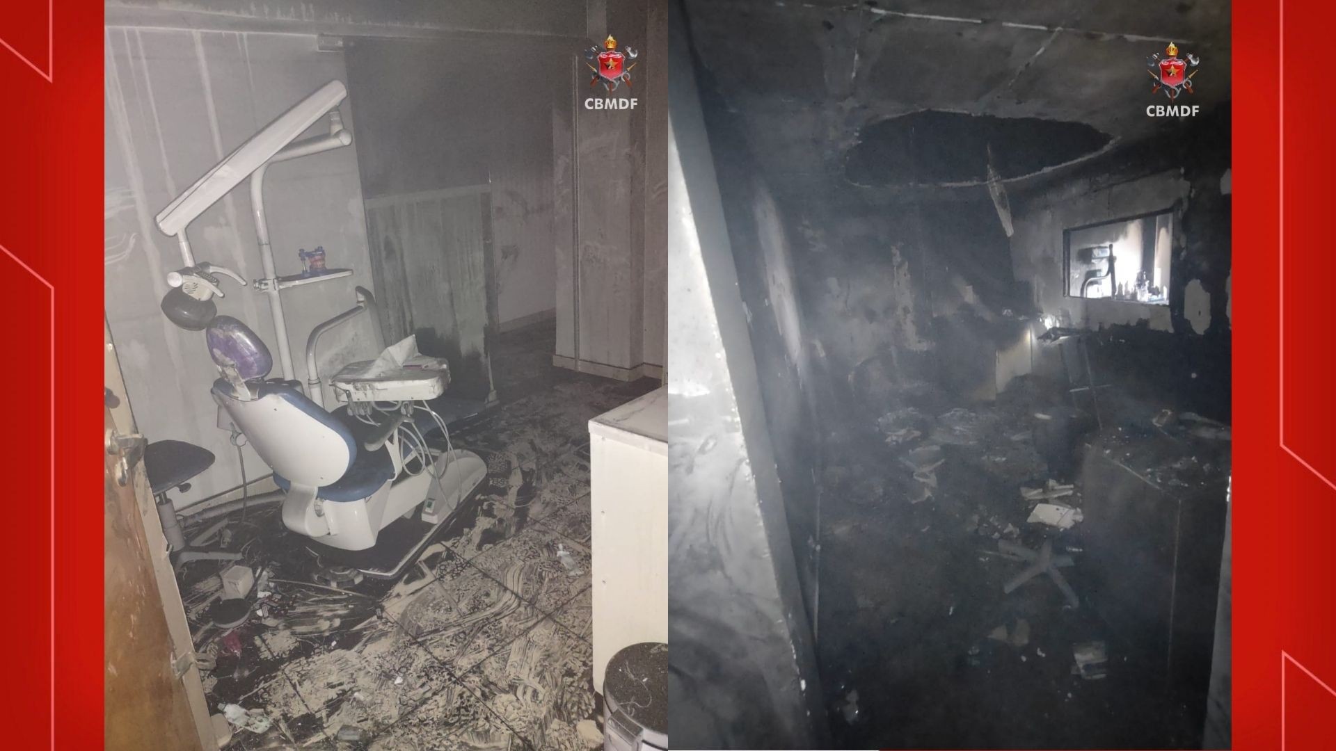 Incêndio destrói clínica odontológica no DF; veja fotos
