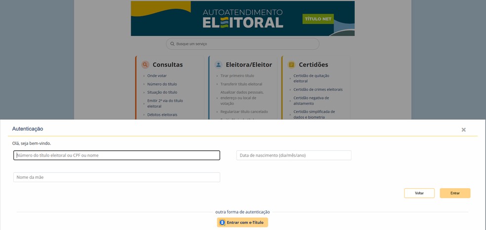 O Autoatendimento Eleitoral permite a consulta do local de vota&ccedil;&atilde;o nos sites do TSE e dos TREs pelo pa&iacute;s &mdash; Foto: Reprodu&ccedil;&atilde;o