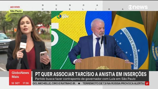 PT deve colar Tarcísio a anistia e tarifaço em inserções de TV - Partido quer desgastar governador, visto como possível adversário de Lula em 2026, em São Paulo.