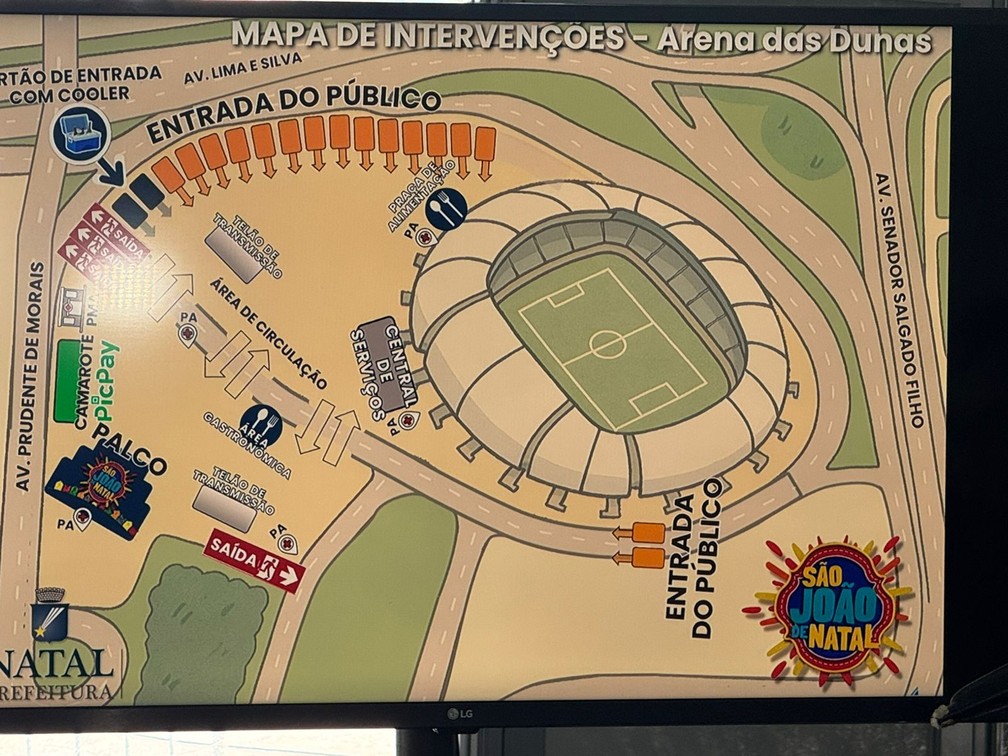 Novo mapa da festa foi implantado pela prefeitura de Natal — Foto: Sérgio Henrique Santos/Inter TV Cabugi