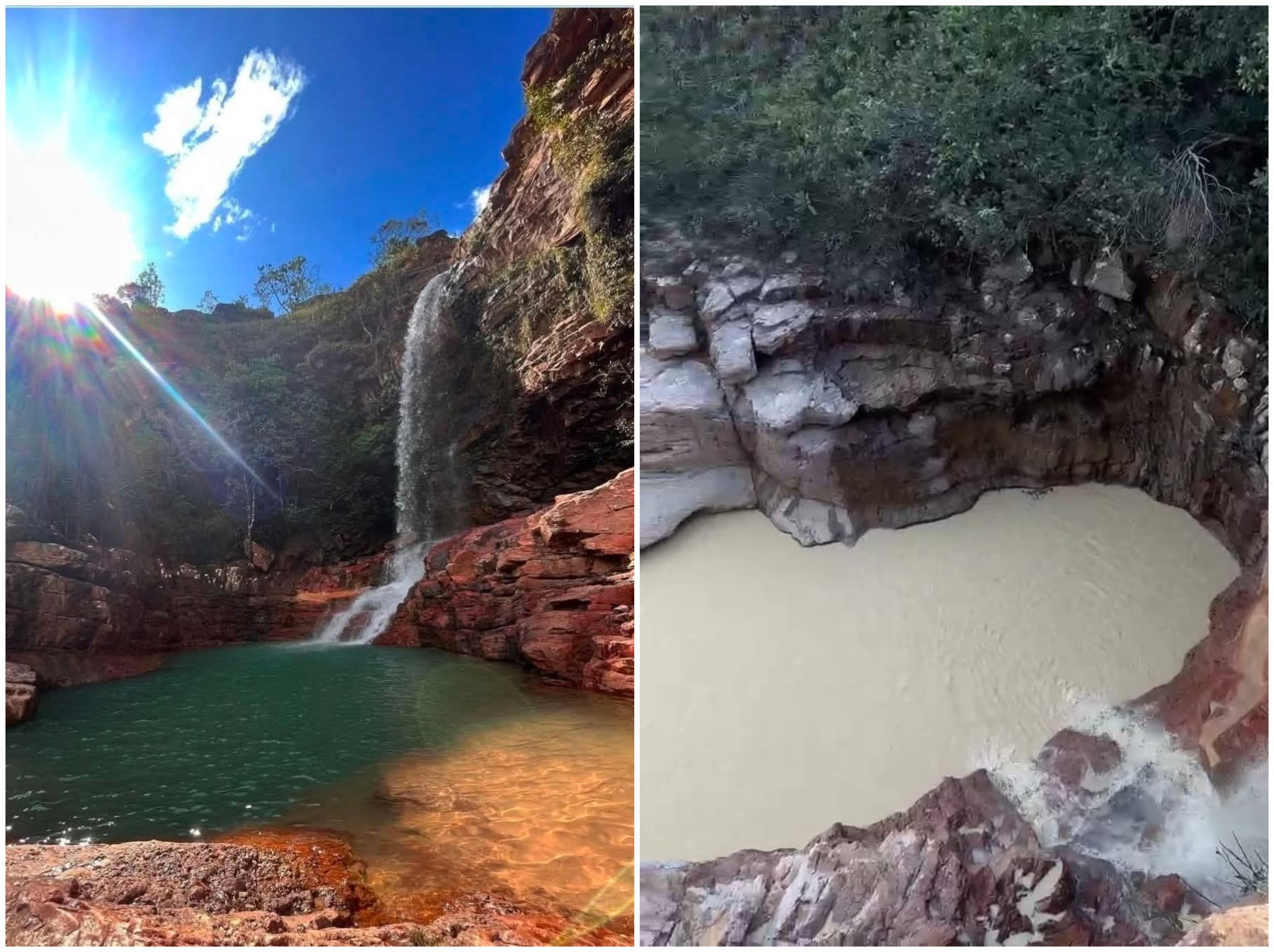 VÍDEO: cachoeira de água cristalina fica barrenta e indígenas atribuem ao garimpo ilegal em Uiramutã