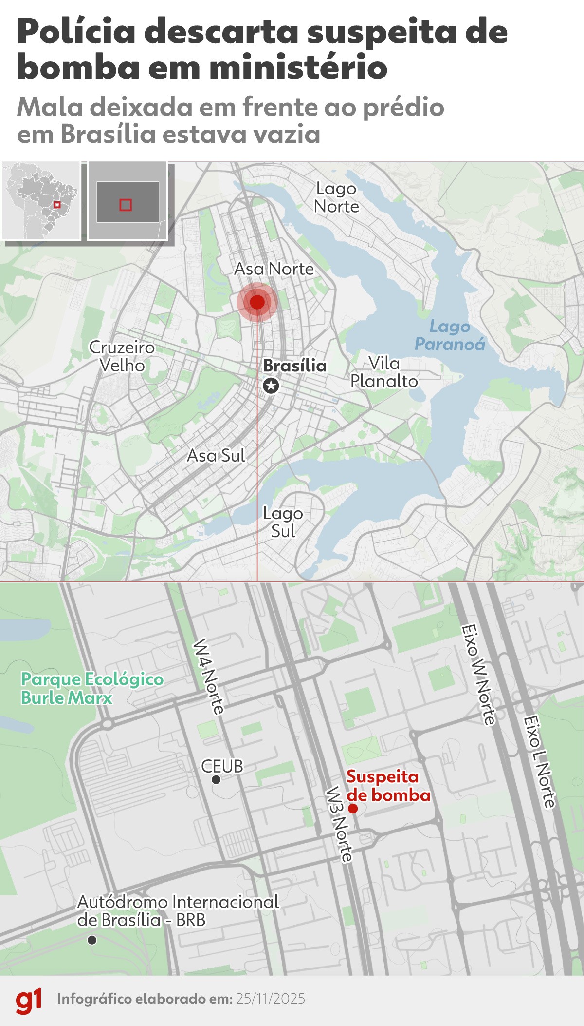 Polícia descarta suspeita de bomba em frente ao Ministério da Ciência e Tecnologia em Brasília