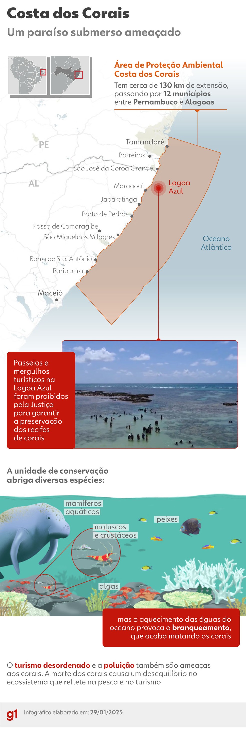 Costa dos Corais ameaçada — Foto: Arte g1