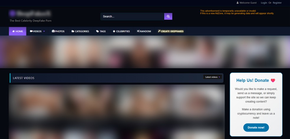 Sites derrubados por Nova York promoviam 'pornografia deepfake de famosas' — Foto: Reprodução
