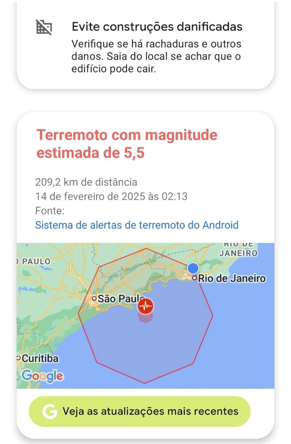 Alerta de suposto terremoto em Ubatuba — Foto: Reprodução