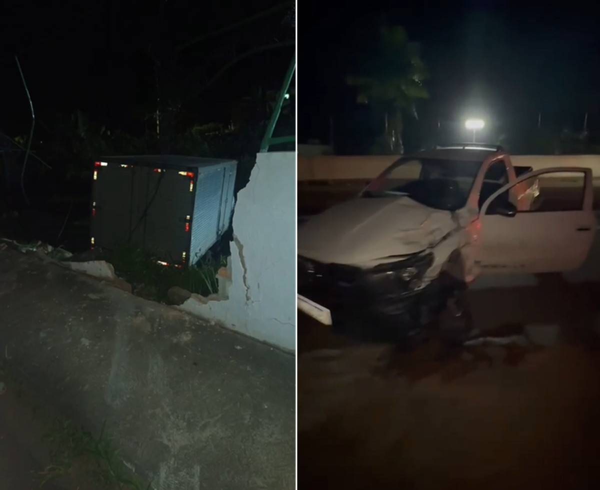Caminhão despenca em ribanceira após colisão na RJ-186 em Pádua