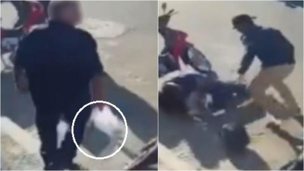 Criminoso rende homem em saída de lotérica e rouba malote com dinheiro em São Benedito. — Foto: Reprodução