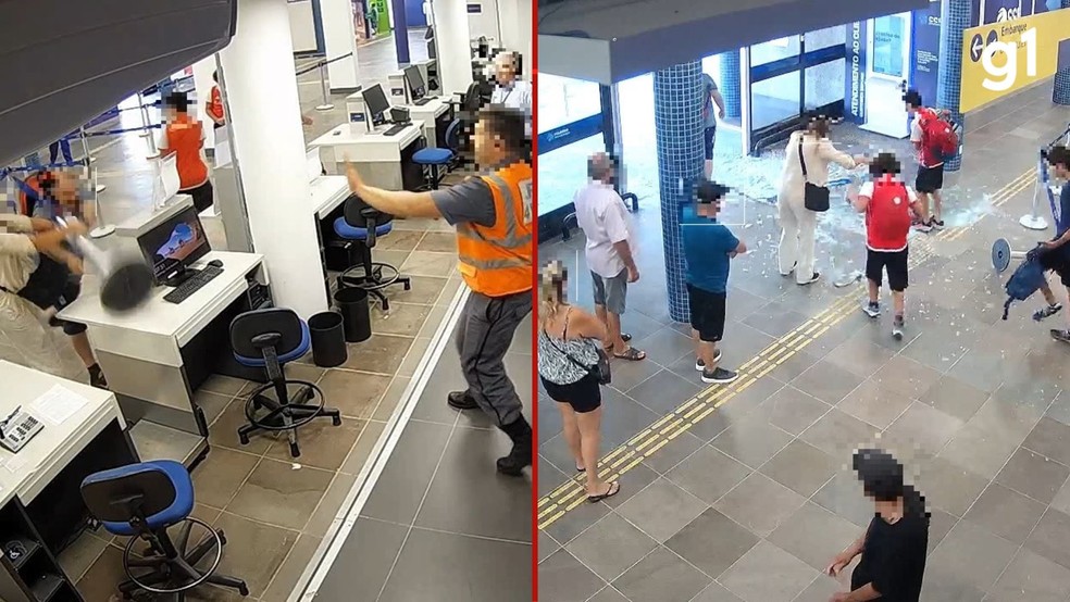 Passageiro perde voo, vandaliza aeroporto e agride funcionrio de companhia area em Pelotas — Foto: Divulgao