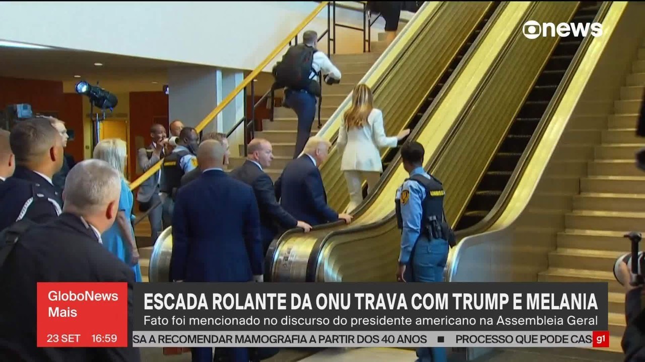 ONU diz que escada rolante travou com Trump e Melania possivelmente por ação involuntária de funcionário da Casa Branca