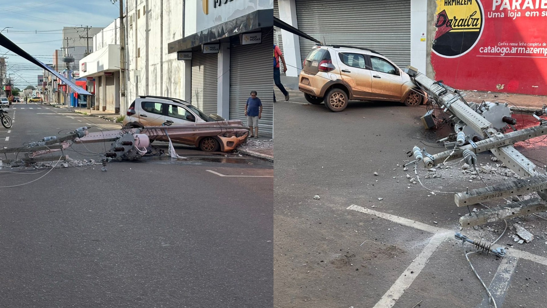 Motorista perde controle do carro e colide contra poste em Imperatriz, no MA