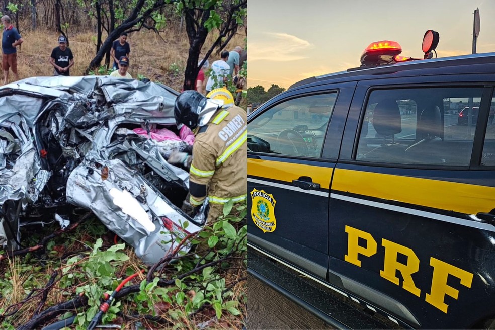 Bebê de 2 anos e mulher morrem em colisão entre carro e caminhão na BR-222 — Foto: Divulgação/PRF