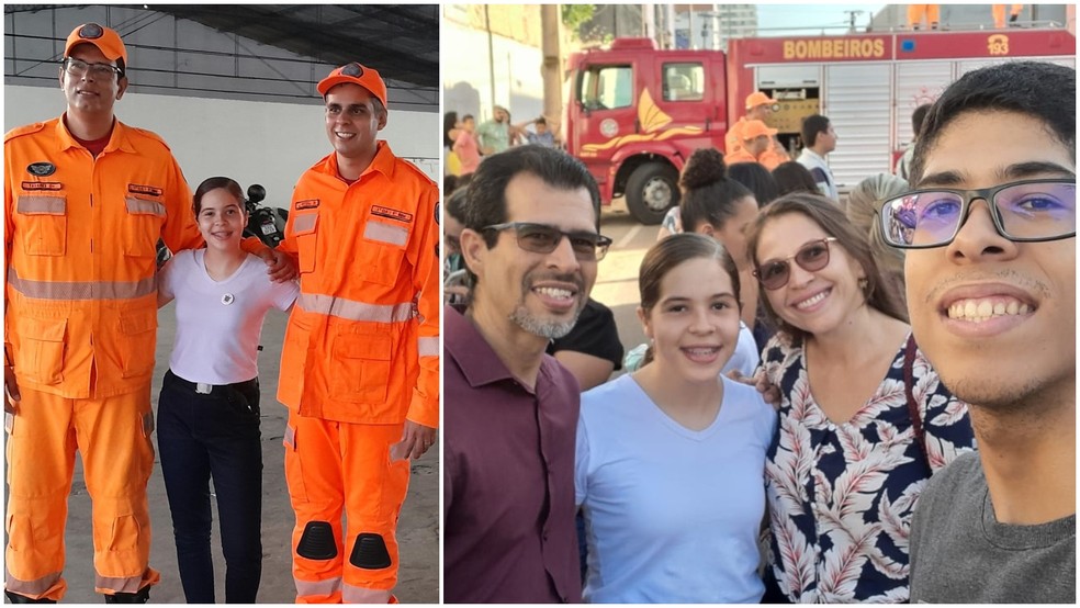 Lídia Xavier e familiares em momentos de formação como brigadista — Foto: Arquivo Pessoal