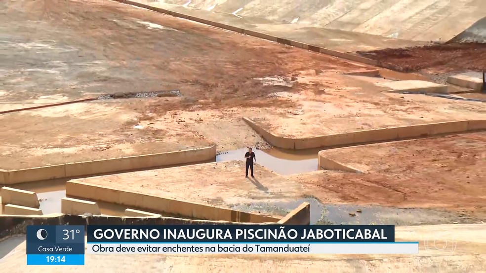 Piscinão de Jaboticabal, o maior da Grande SP, é inaugurado — Foto: Reprodução/TV Globo