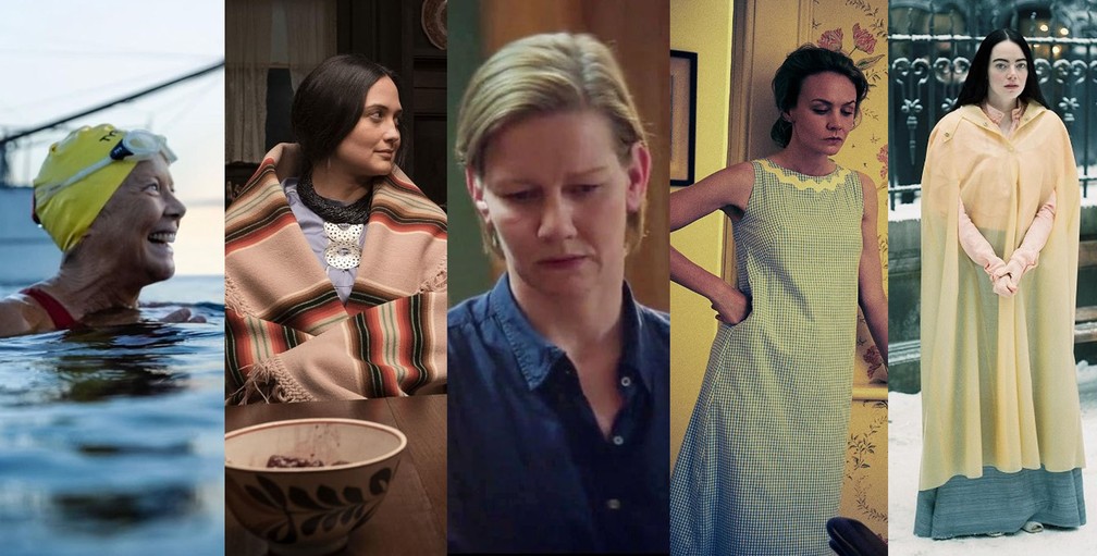 Annette Bening, Lily Gladstone, Sandra Hüller, Carey Mulligan e Emma Stone são indicadas ao Oscar 2024 — Foto: Divulgação