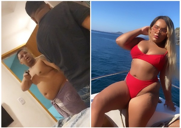 Ryan Carlos Reis Lima foi preso em flagrante com um revólver 38 e Rayene Carla Reis Lima está foragida da Justiça — Foto: Reprodução