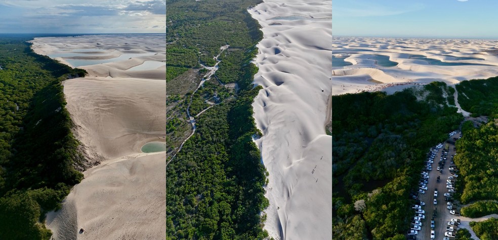 “Oásis brasileiro”: foto de contraste entre vegetação e dunas dos Lençóis Maranhenses viraliza nas redes — Foto: Fotos/Izaias Silva Santos