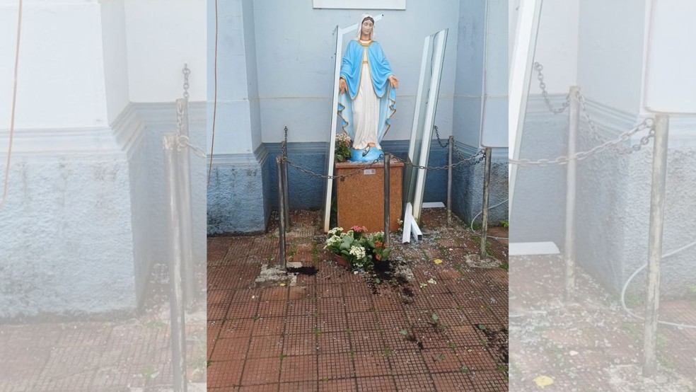2 de 2
Par&oacute;quia foi vandalizada em Ja&uacute; e imagens de santos foram quebradas &mdash; Foto: Luiz Andretto/Divulga&ccedil;&atilde;o