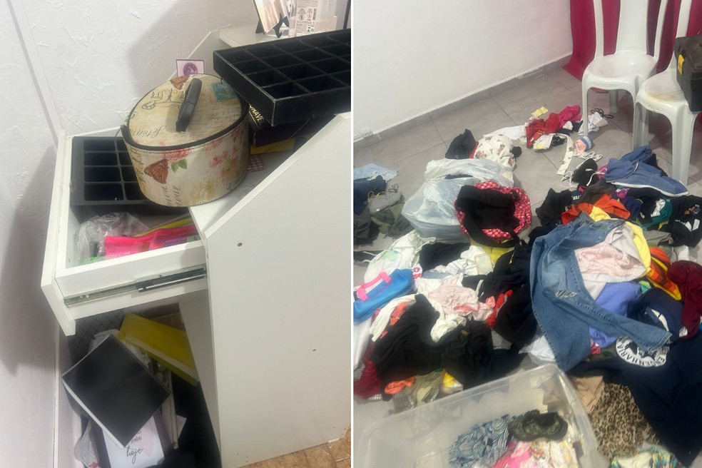 Bandidos reviraram produtos e furtaram bens e mercadorias estimadas em R$ 15 mil do projeto social 'Mulheres que Empreendem' em São Vicente (SP) — Foto: Arquivo Pessoal