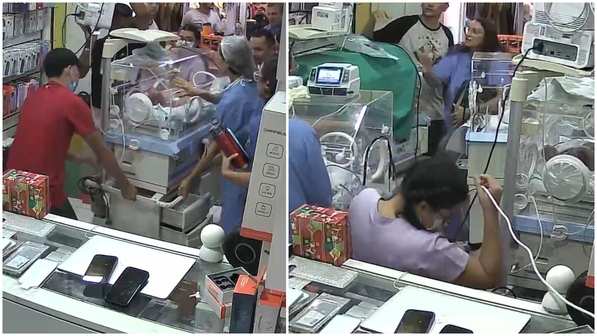 Vídeo: Bebês em incubadoras são levados para loja de celulares durante incêndio em hospital de Fortaleza