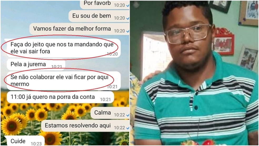 Criminosos enviaram mensagens para a família da vítima exigindo um Pix de R$ 500 para que o entregador fosse solto. O pagamento foi feito, mas Josué não foi encontrado. — Foto: Arquivo pessoal