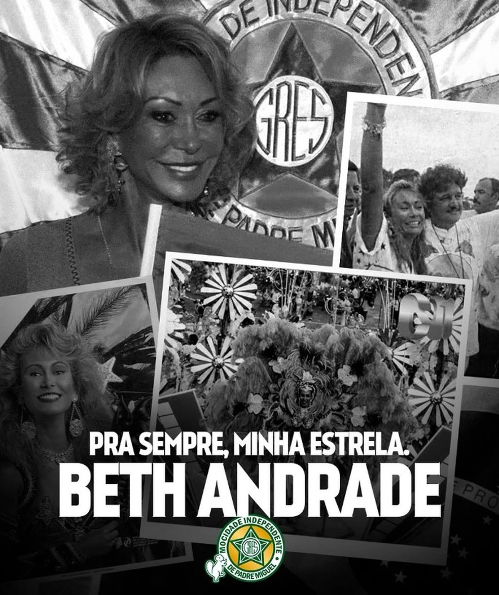 Beth Andrade, uma das estrelas da Mocidade, morre aos 75 anos — Foto: Reprodução