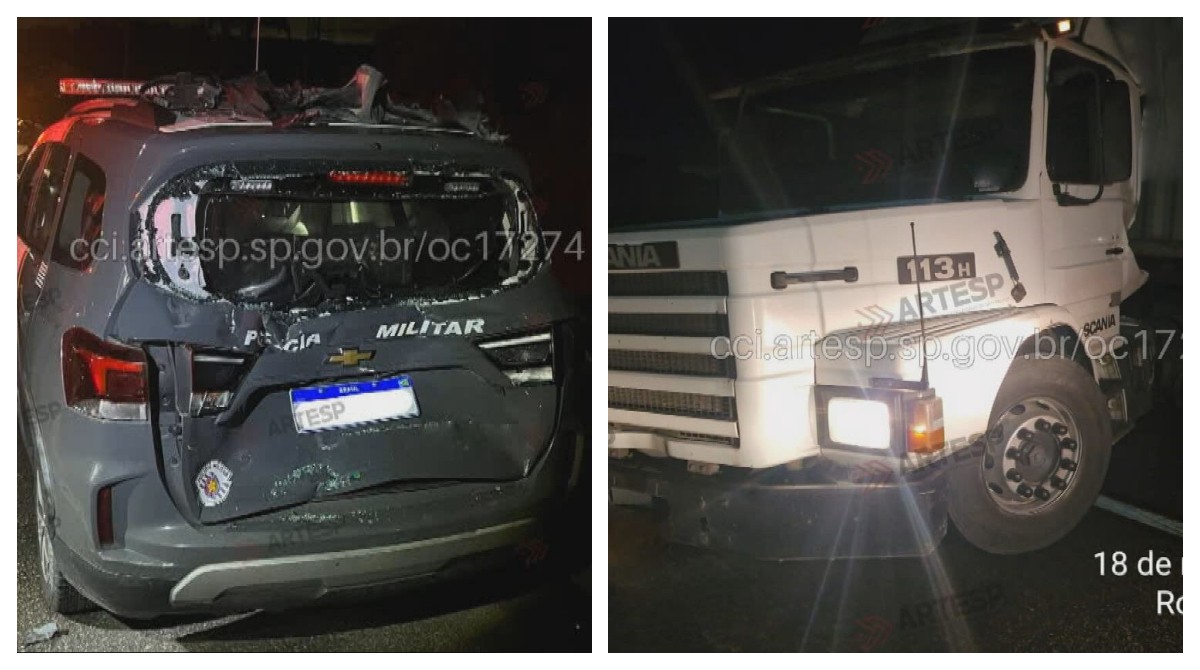 Perseguição provoca série de acidentes envolvendo 5 veículos na Imigrantes e deixa dois policiais rodoviários gravemente feridos