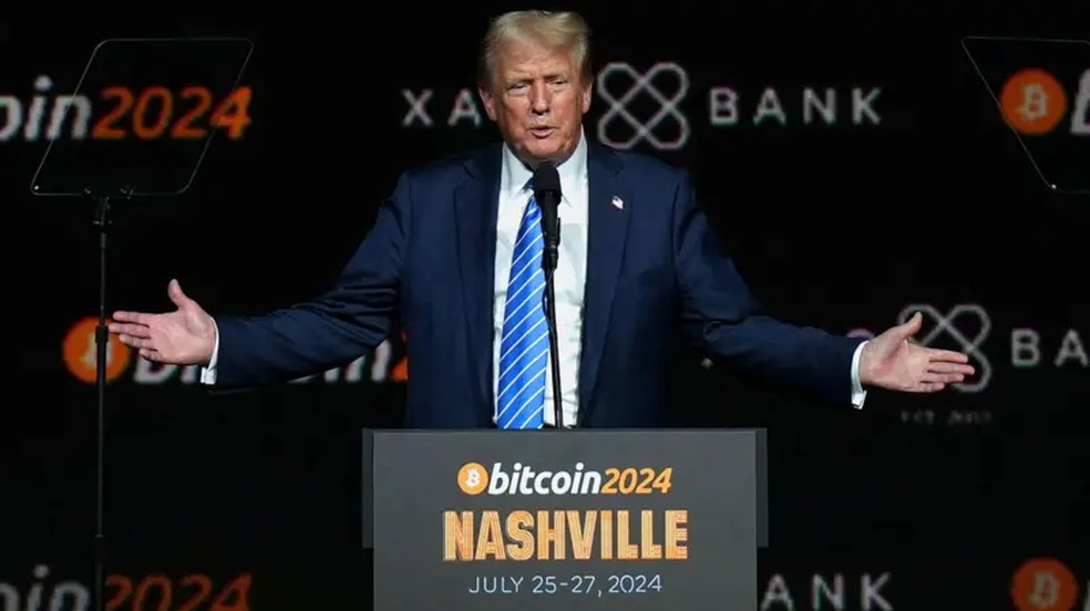 O Bitcoin e outras criptomoedas dispararam com vitória de Trump. — Foto: Getty Images via BBC