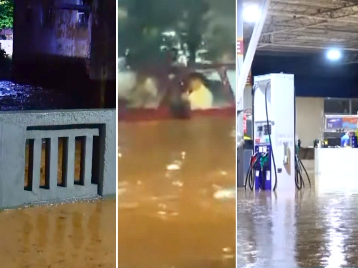 VÍDEO: chuva provoca enxurrada e deixa motorista ilhado em carro no interior de SP