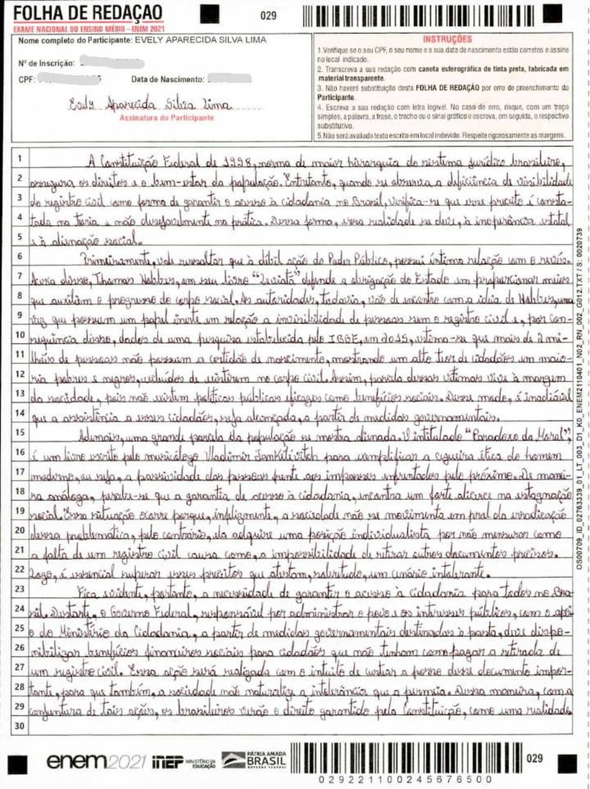 Leia exemplo de redação nota mil do Enem 2021 de candidata do Rio ...
