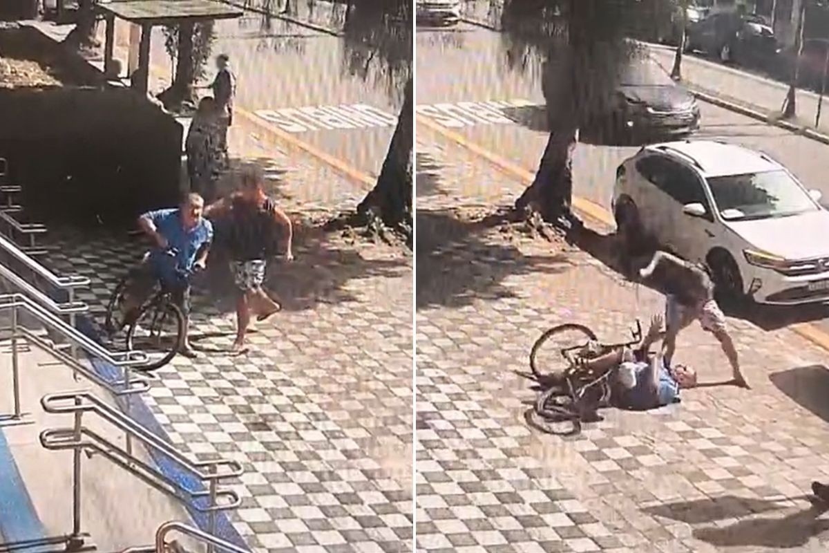 Vídeo mostra homem sendo morto por cunhado em emboscada na porta de banco no litoral de SP