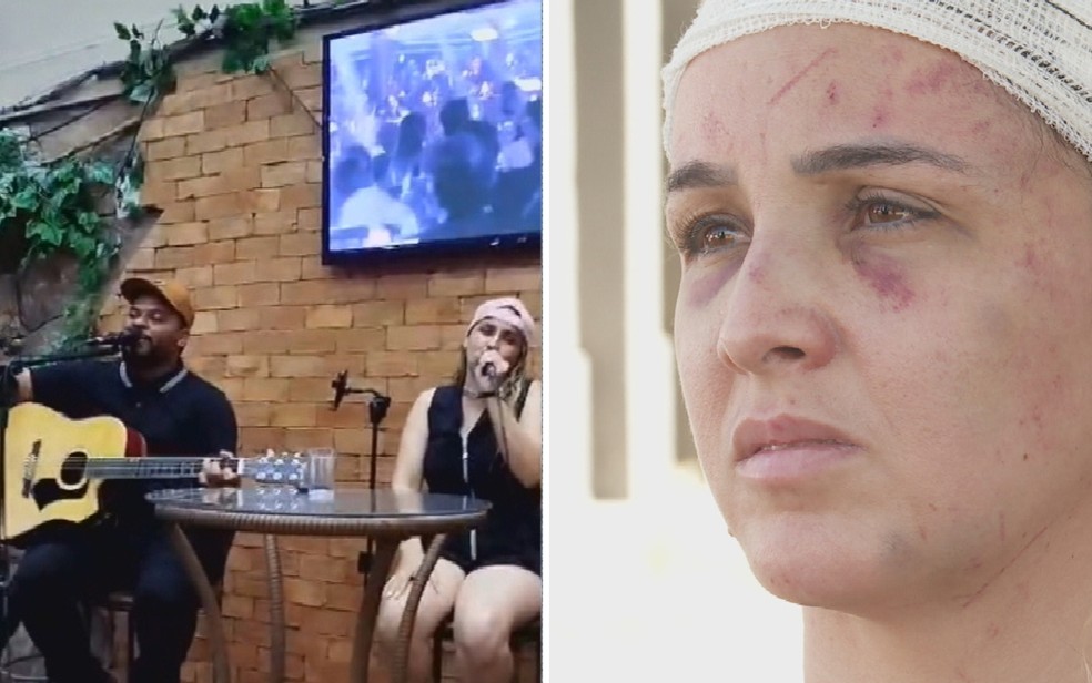 Cantora denuncia ter sido espancada pelo companheiro de dupla sertaneja em Goiânia, Goiás — Foto: Reprodução/TV Anhanguera