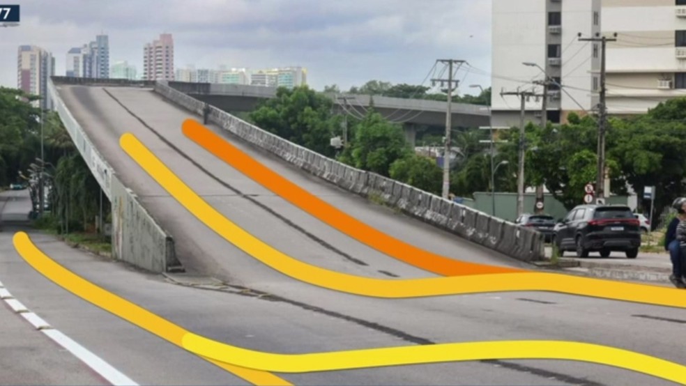 Motoristas que trafegam pela Avenida Washington Soares passarão a contar com duas faixas de circulação a partir da descida do viaduto do Cocó. — Foto: TV Verdes Mares/ Reprodução