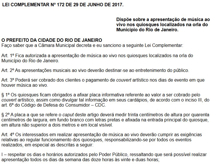 Decreto que proíbe música nos quiosques do Rio contraria lei de 2017 e é ilegal, diz especialista 