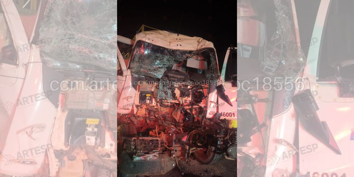 Caminhão bate em carreta, derrama diesel na Marechal Rondon e motorista fica preso em ferragens por 2 horas