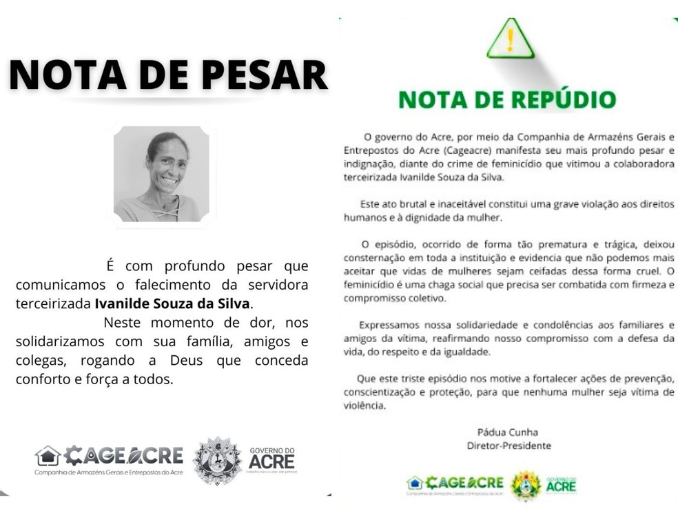 Órgãos se manifestaram sobre a morte de Ivanilde Souza da Silva, de 42 anos — Foto: Reprodução