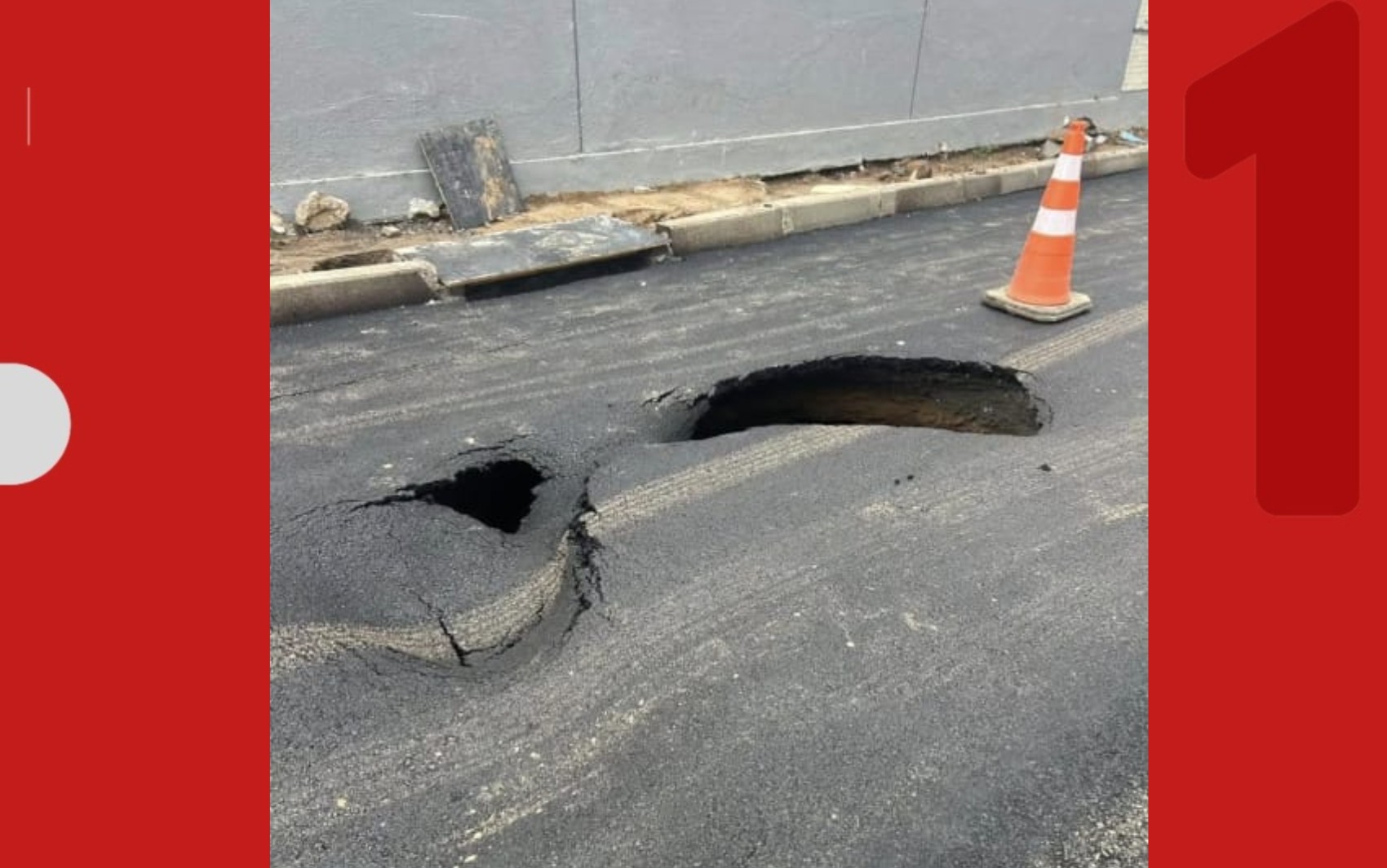 Asfalto cede em avenida que passa por obras em Feira de Santana